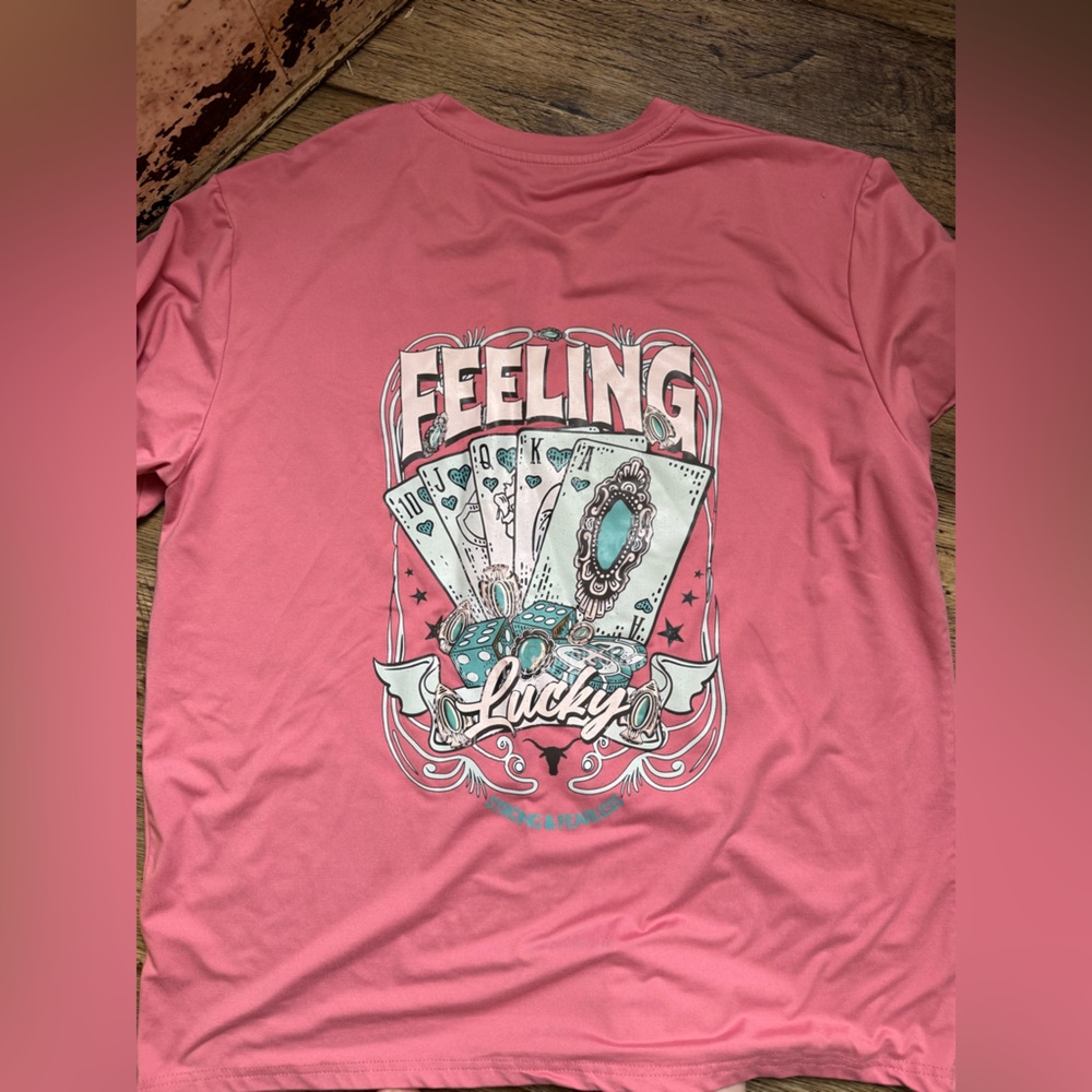 Pink Graphic Tee with Western Design